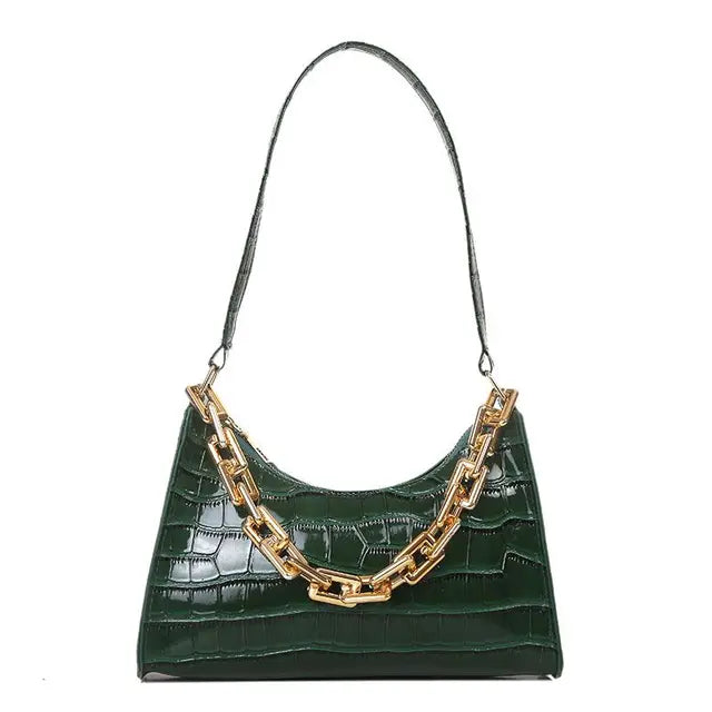 Chain Alligator Shoulder Bags for Women Underarm PU Leather Handbags OL Luxury All-match Stylish Texture Small Square Bag Female