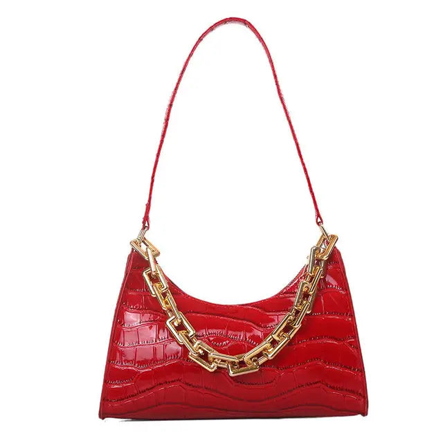 Chain Alligator Shoulder Bags for Women Underarm PU Leather Handbags OL Luxury All-match Stylish Texture Small Square Bag Female