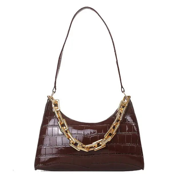 Chain Alligator Shoulder Bags for Women Underarm PU Leather Handbags OL Luxury All-match Stylish Texture Small Square Bag Female