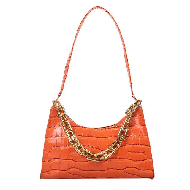 Chain Alligator Shoulder Bags for Women Underarm PU Leather Handbags OL Luxury All-match Stylish Texture Small Square Bag Female