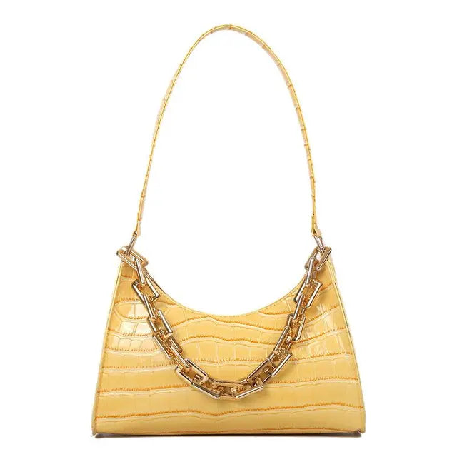 Chain Alligator Shoulder Bags for Women Underarm PU Leather Handbags OL Luxury All-match Stylish Texture Small Square Bag Female