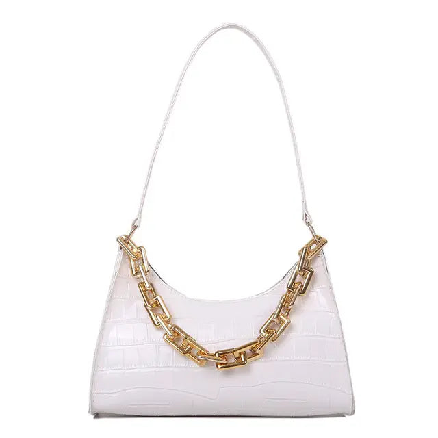 Chain Alligator Shoulder Bags for Women Underarm PU Leather Handbags OL Luxury All-match Stylish Texture Small Square Bag Female
