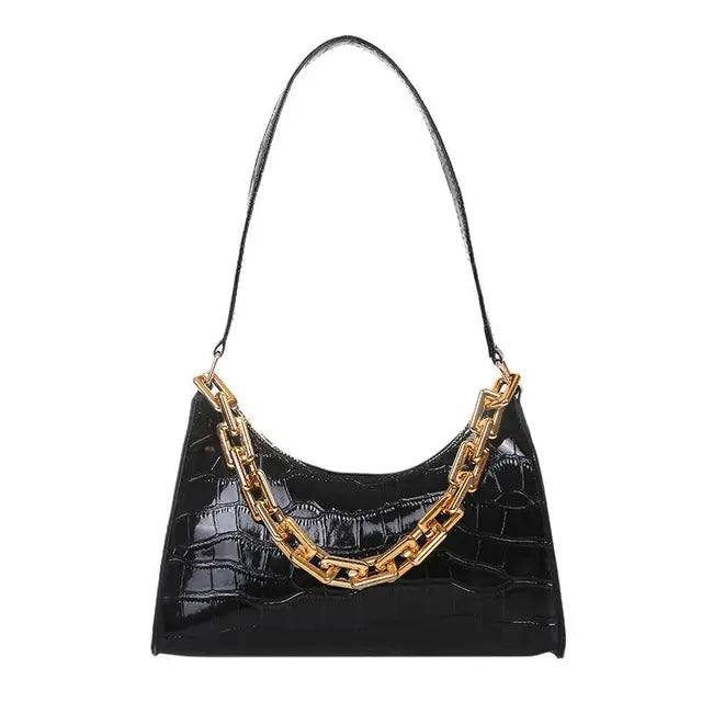 Chain Alligator Shoulder Bags for Women Underarm PU Leather Handbags OL Luxury All-match Stylish Texture Small Square Bag Female